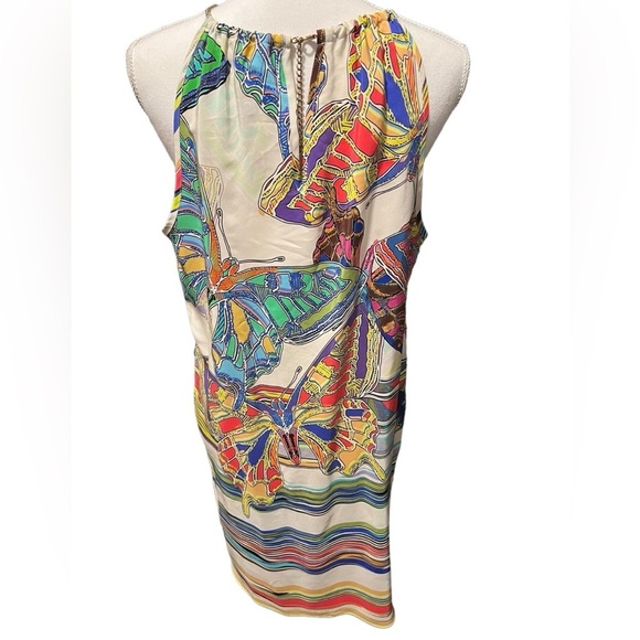Amanda Uprichard Silk Chain Neck Halter Shift Dress Boho Butterflies Large - Picture 6 of 15